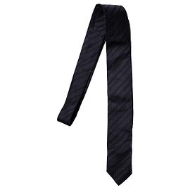 Dolce & Gabbana, black diagonal striped tie with dots Black