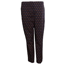 Prada, calça com estampa de diamante em azul e marrom Marrom