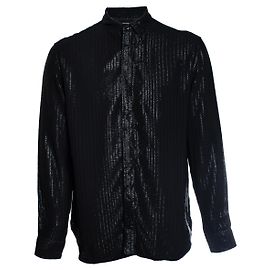 Saint Laurent, camicia a righe metallizzate nera Nero