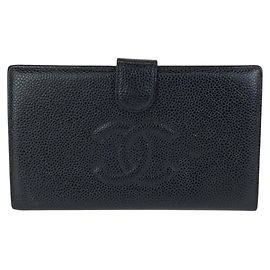Portefeuille long Chanel Vintage Caviar Noir