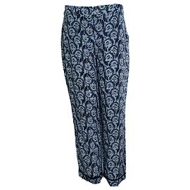 Prada, pantalón casual de seda con estampado floral azul Azul