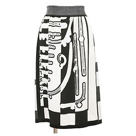 Hermès Twillene Seidenstrickrock Schwarz Roh