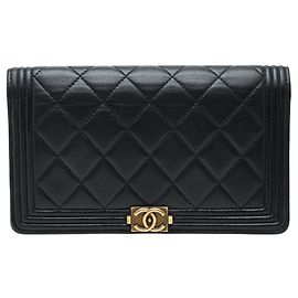 Chanel Coco Mark Boy Bi-fold Wallet Black