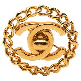 Spilla Chanel Coco Mark Vintage Turnlock Chain D'oro