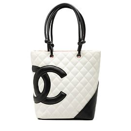 Chanel Cambon Line Matelassé Tote Bag Schwarz Weiß