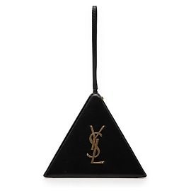Saint Laurent Cassandra YSL Logo Pyramid Handbag Pouch Black