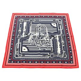 Hermès Hermes Carre 55 Disco Coaching Bandana Lenço Cachecol Vermelho Azul marinho