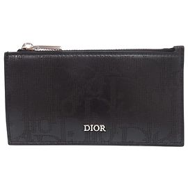 Christian Dior Black Leather Coin Purse Black