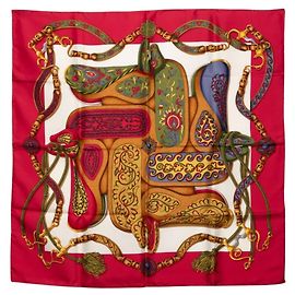 Hermès Carré 90 Festival Schal Rot Mehrfarben