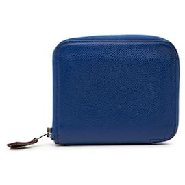 Hermès Portefeuille de pièces en soie Azap Compact Hermes Bleu
