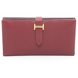 Hermès Hermes Bearn Soufflet Long Wallet in Bordeaux Red Dark red