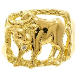 Autre Marque 18K Gelbgold-Ring mit Diamant Golden