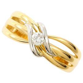 Autre Marque PT900 Platin- und 18K Gelbgold-Ring mit Diamant Golden Andere