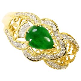 Autre Marque 18K Gelbgold-Ring mit Jadeit und Diamant Golden