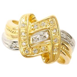 Autre Marque Platin- und Gelbgold-Ring mit Diamant Golden Andere