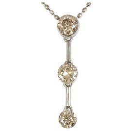 Autre Marque Colar de ouro branco 18K com diamante marrom Marrom Dourado