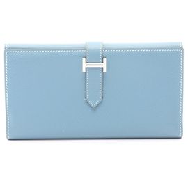 Hermès Hermes Bearn Dupri Bi-fold Long Wallet Blue