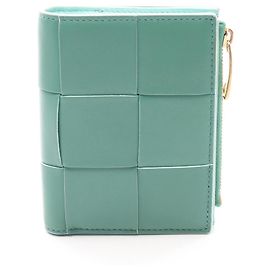 Bottega Veneta Small Cassette Maxi Intrecciato Bi-fold Wallet Green