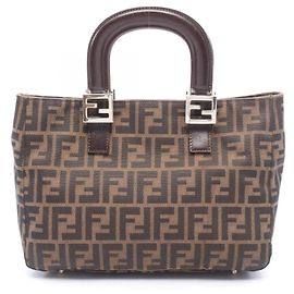 Bolsa Tote Fendi Zucca marrom e preta de couro e lona Marrom Preto