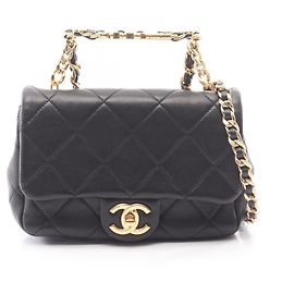 Chanel Mini Matelassé Lammfell Handtasche Schwarz Schwarz