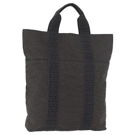 Hermès HERMES Her Line Tote Bag Canvas Gray Silver Auth BA12646A Brown Silvery