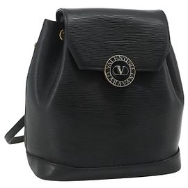 VALENTINO Backpack Leather Black Gold Auth bs35125 Black Golden