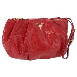 Pochette PRADA de charol Rojo Oro Auth 180864 Roja Dorado