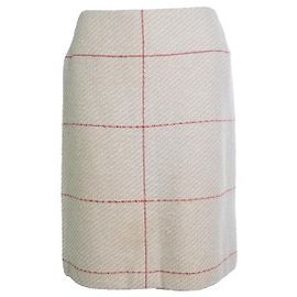 Chanel, saia de tweed bege com linhas vermelhas Vermelho Outro
