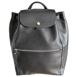 Longchamp Leder-Rucksack Schwarz Schwarz