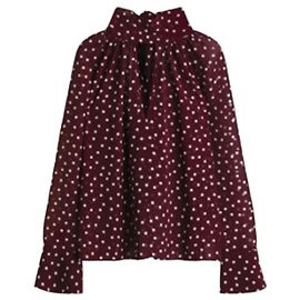 Autre Marque Burgunderrote Polka-Dot-Bluse mit Schleife Bordeaux