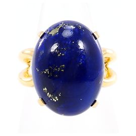 Autre Marque Anel de banda em ouro amarelo 18K com Lapis Lazuli e diamante verde Azul Dourado Verde