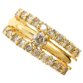 Autre Marque 18K Yellow Gold Band Ring with Diamond Golden