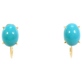 Autre Marque Boucles d'oreilles clips en or jaune 18K avec turquoise Doré
