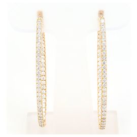 Autre Marque 18K Pink Gold Hoop Earrings with Diamonds Golden