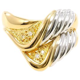 Autre Marque 18K Gelbgold- und Platin-Ring mit Diamant Golden Andere