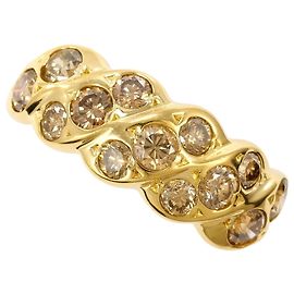 Autre Marque 18K Gelbgold-Ring mit braunem Diamanten Braun Golden