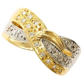 Autre Marque 18K Gelbgold- und Platin-Ring mit Diamant Golden Andere