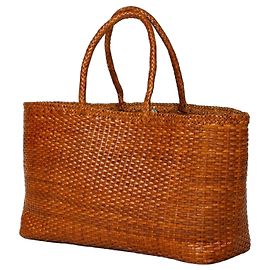 Autre Marque Dragon Diffusion Bolsa Tote de Couro Trançado Marrom