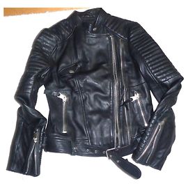 Zara Black Leather Biker Jacket Black