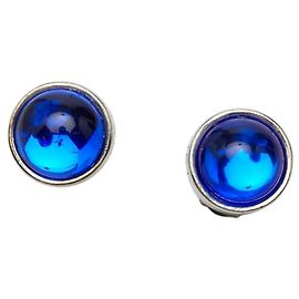 Orecchini a clip Chanel Logo Gripoix Argento Blu