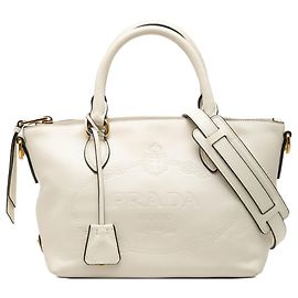 Prada Triangle Logo Plate Handbag White