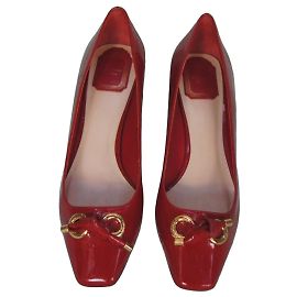 Escarpins Christian Dior en cuir verni rouge Rouge