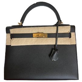 Hermès Kelly 32 Sellier Noir Cuir Togo Noir