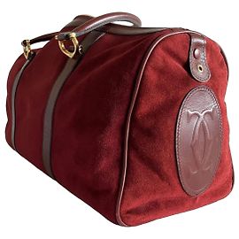 Cartier Sac de Voyage en Daim Bordeaux Marron Bordeaux