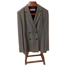Max Mara Grey Virgin Wool Double-Breasted Suit Grey