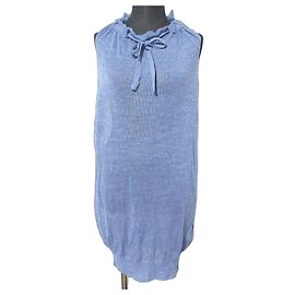 Autre Marque Yohji Yamamoto Linen Blend Long Knit Top Blue
