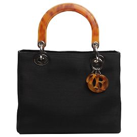 Sac Lady Dior en nylon vintage noir 1998 Noir