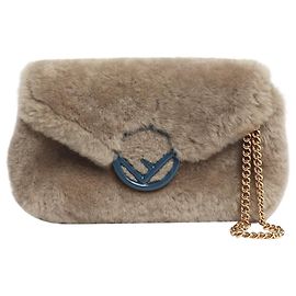 Fendi Borsa a tracolla in shearling taupe Marrone