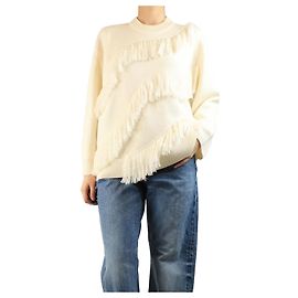 Ulla Johnson Wollpullover mit Fransen Cream Ina - Größe M Roh