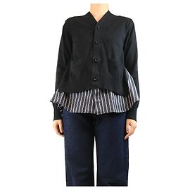 Sacai Cardigan noir à empiècements rayés - taille UK 14 Noir
